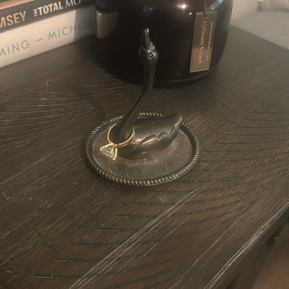 Antique ring swan trinket dish